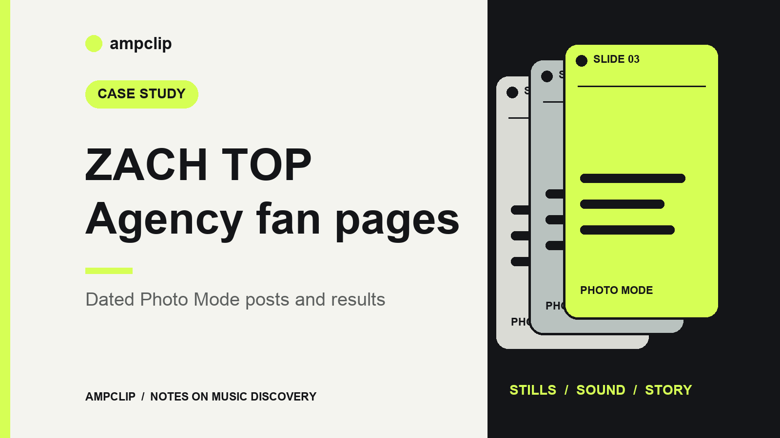 ZACH TOP Agency fan pages: Dated Photo Mode posts and results — AmpClip editorial illustration